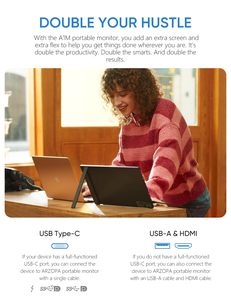 Arzopa <span class=keywords><strong>moniteur</strong></span> externe portable 17.3 P 1080 pouces pour ordinateur portable Full hd 1080p <span class=keywords><strong>moniteur</strong></span> d'affichage avec port USB de Type C - Product Image 5