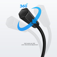 Microphone USB léger et portable en silicone, antidérapant, avec éclairage LED, pour pieds