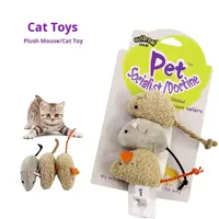 Ensemble de jouets à mâcher pour chat, trois souris en peluche réalistes, jouet pour chaton, chatnip, teaser, fournitures pour animaux de compagnie