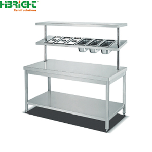 Table de travail professionnelle à 2 niveaux pour la restauration avec étagères à épices pour hôtels et restaurants, acceptant des conditions de paiement flexibles - Product Image 1