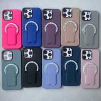 Coque de téléphone magnétique en TPU couleur unie de luxe pour IPhone17 16 15 Pro Max Plus Samsung S25 S24 Ultra avec support