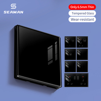 Prises murales rétro durables en verre trempé noir 13A avec interrupteurs à bascule et doubles ports USB 1/2/3/4 gangs EU/UK avec indicateur LED