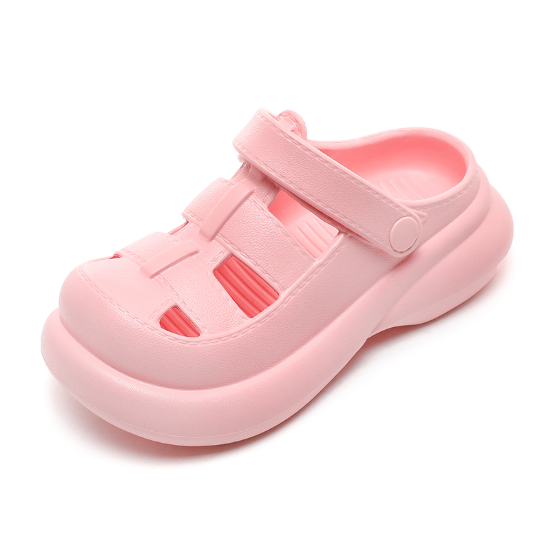 2024 Boys Summer Clogs Children's New Double Hollowed-Out Sandals Kids' Soft Half Summer Slippers Adjustable Thick Bottom EVA