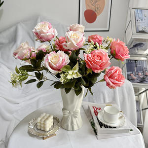 Once rosas grandes simuladas por ramo flores de seda para boda salón de bodas decoración de pared de fondo - Product Image 2