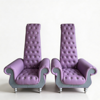 Chaises de trône royales violettes de luxe à dossier haut, design capitonné, pour réceptions de mariage, hôtels, villas, meubles de fête