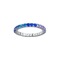 Bague Longue pour Femme en Argent S925 Plaqué Or avec Saphir et Dégradé Lavande, Style Bohème, Entièrement Sertie de Diamants