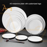 Ensemble d'assiettes à dîner de fête de restaurant d'hôtel de haute qualité vaisselle ronde blanche assiettes plates en mélamine incassables réutilisables