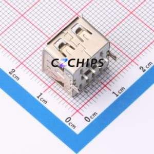 XUDF-0208-1051 USB Connector Through hole Component (THT) Connector Type-A USB 2.0 Female Through Hole - Product Image 2