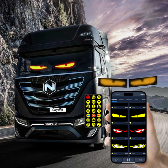 Vehicle Demon Dynamic Animated Led Eyes Panel Display Car Blinking Eye Led Lights Devil Eyes Lights for Truck