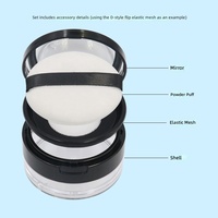 Boîte d'emballage vide en plastique pour poudre libre, en stock, 10g/20g, format échantillon portable, avec houppette, pour poudre fixatrice cosmétique