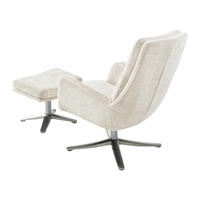 Chaise d'Appoint Pivotante Confortable avec Ottoman Beige Finition Argent Base en Métal Meubles Élégants 1pc