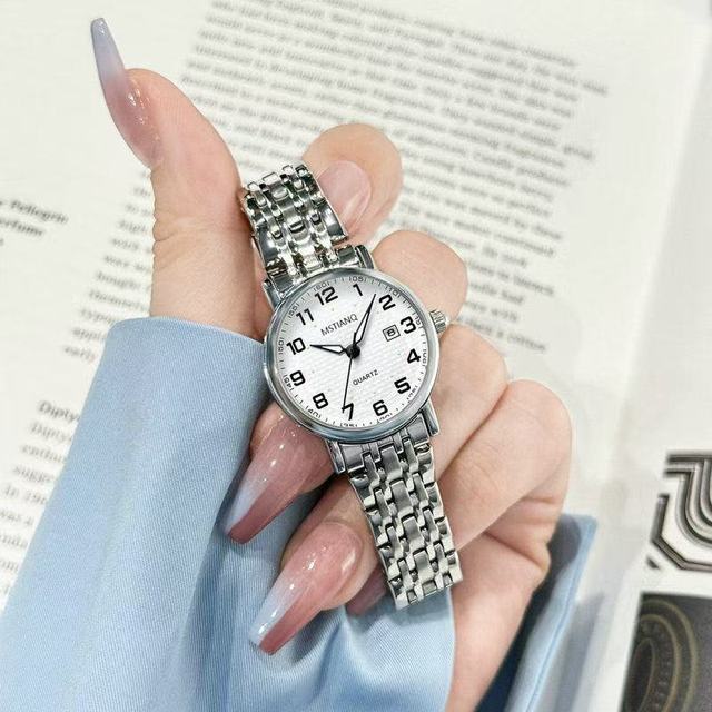 Waterproof Couple Watch Couple Men's and Women's Stainless Steel Quartz Watch with Date Watch