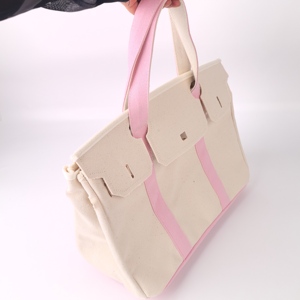 Nouveau sac à main en toile naturelle, grand sac fourre-tout rose contrastant, pour femmes, filles, enseignantes, sac de shopping quotidien, sac de travail, sac fourre-tout de luxe - Product Image 5