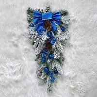 Weihnachtliche beflockte Kieferngirlande, wiederverwendbare Türdekoration für Haustür, Treppe, Feiertagsornament