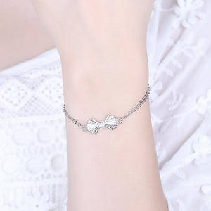 Femme à la mode mignon rêveur brillant Ins mode Style arc Bracelet pur argent plaqué accessoire à la mode - Product Image 4