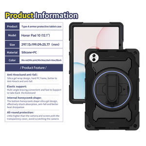 Étui de <span class=keywords><strong>tablette</strong></span> en silicone antichoc avec bandoulière intégrée pour Honor Pad <span class=keywords><strong>10</strong></span> 12,1 <span class=keywords><strong>pouces</strong></span>, avec béquille rotative et dragonne - Product Image 2