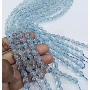 Microperlas facetadas redondas de topacio azul natural auténtico, 1 hebra completa de piedras preciosas sueltas, mini perlas de semillas curativas. - Product Image 1