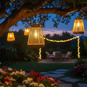 Lámpara Solar Colgante de Ratán Plástico de Estilo Nórdico del Sudeste Asiático, Resistente al Agua, Luces Solares de Jardín ABS para Decoración - Product Image 4