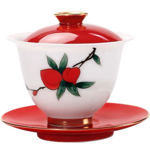 Tasse à thé en céramique peinte à la main, bol à thé, service à thé Kung Fu, théière, porcelaine coquille d'œuf, <span class=keywords><strong>Gaiwan</strong></span> en porcelaine - Product Image 5