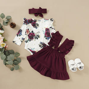 Ensemble de vêtements pour bébé fille nouveau-né, mode 2021 : Body floral, Combinaison, Hauts, T-shirt, Jupes à bretelles, Bandeau à nœud - Product Image 6