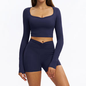 Pasuxi कस्टम लोगो सर्दियों की लंबी आस्तीन कसरत योग 3 टुकड़े सेट महिला जिम फिटनेस स्पोर्टी फ्लेयर्ड लेगिंग योग सेट - Product Image 3