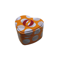 Boîte en métal vide en forme de cœur orange avec couvercle, motif à pois, décorative, vente en gros, directement de l'usine, approvisionnement en vrac