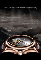 Montre mécanique tourbillon lumineuse 43 mm, cadran en cristal saphir, pierre naturelle, boîtier en acier inoxydable, bracelet en cuir 20 mm, luxe