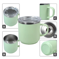 Mini tasse à café isotherme en acier inoxydable à double paroi en forme d'œuf de 5 oz avec couvercle et poignée