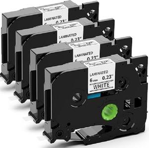 Cinta laminada blanca de 6 mm (0,23 pulgadas) compatible con <span class=keywords><strong>Brother</strong></span> P Touch TZe-211 TZe211 TZ - Product Image 1