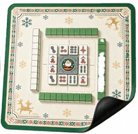 Tapis de Mahjong Américain Duoerfen en Caoutchouc Naturel Imperméable à Motif de Noël Antidérapant Portable Housse de Table Écologique pour Intérieur Domestique