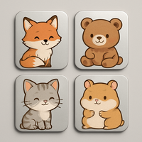 Aimants de réfrigérateur carrés en aluminium personnalisés, motifs animaux mignons (ours, renard, panda, chat), imprimés, durables, cadeaux promotionnels