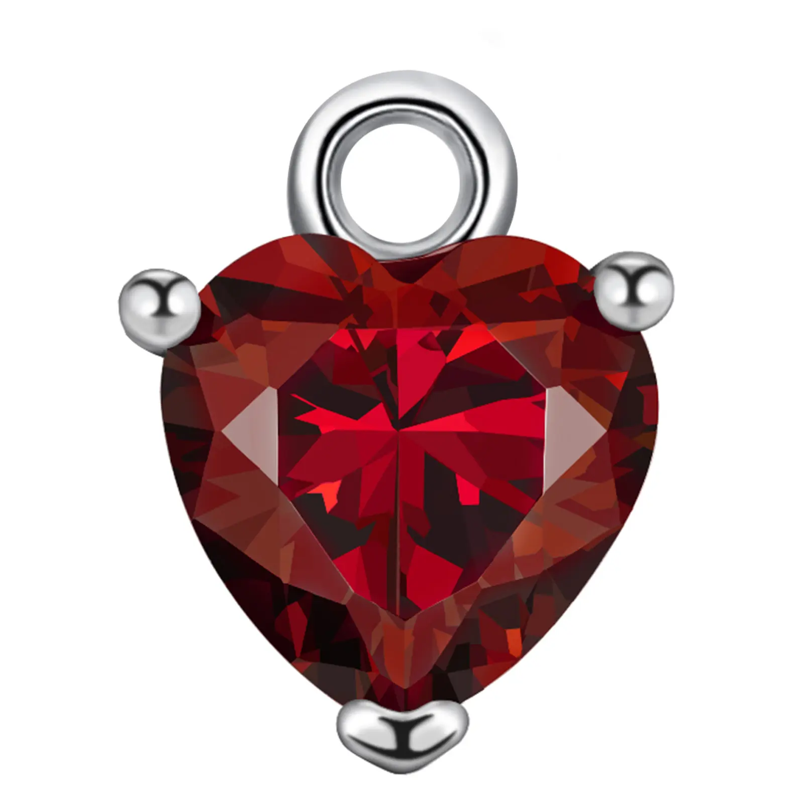 Merryshine 925 Sterling silver jewelry birth stone heart zirconia birthstone pendant necklace