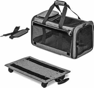 पालतू रोलिंग ट्रैवल एयरलाइन ने कुत्ते वाहक, पहियों के साथ पालतू कैरियर, रोलिंग पालतू वाहक को अतिरिक्त विशाल नरम पक्षीय - Product Image 3