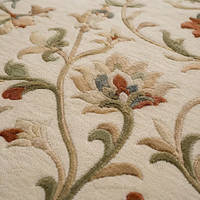 Tapis en laine tufté à la main à motif floral, tapis botanique ivoire beige pour salon, tailles personnalisées