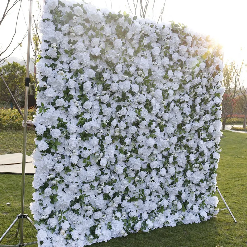 Gevoel Snelle Levering 3d Roll Up Bloem Muur Achtergrond Paneel Deco Rose Kunstmatige Bloem Paneel Achtergrond Muur Voor Bruiloft Decoratie