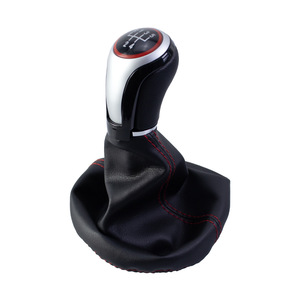 Volkswagen Golf Leather Gear <b>Shift</b> <b>Knob</b> 5-Speed Ergonomic Design Black With Red Stitching - Product Image 2