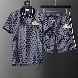Completo da uomo di lusso con pantaloncini <span class=keywords><strong>polo</strong></span>, in stile casual intrecciato, con motivo a tinta unita, in fibra di bambù, con strass, <span class=keywords><strong>tuta</strong></span> sportiva ricamata con animali, stile europeo - Product Image 4