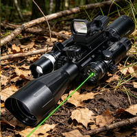 Lunette de visée longue portée 4-12X50IR avec laser rouge-vert et lampe torche, accessoires de chasse combinés point rouge