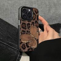 Coques de téléphone portable antichoc en PC gravé au laser, motif léopard et papillon, électroplaqué, pour 17/16 Pro Max/15