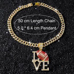 Nouveaux Colliers Pendentifs en Alliage Plaqué Or et Argent Style Hiphop Luxe Léger pour Hommes, Lettre Rouge Rugby, Bijoux de Mode en Gros - Product Image 5