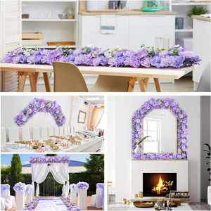 Decoración de Pared 3D para Bodas y Día de la Madre, Panel de Flores Hecho a Mano, 8 pies x 8 pies, con Rosas Artificiales de Tela Rosa y Paniculata Blanca - Product Image 2