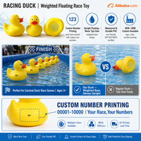Canards en caoutchouc numérotés avec logo personnalisé, lestés au bas, auto-redressants, jaunes, pour événements de course, vente en gros