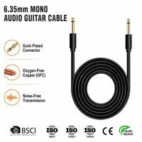 Câble audio mono jack 6,35 mm avec blindage tressé pour instrument de musique, faisceau de câbles pour amplificateur et mixeur, longueur personnalisée