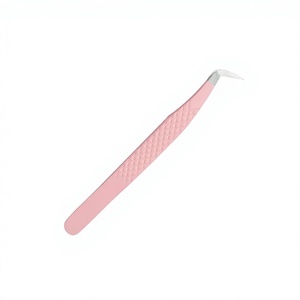 Pince à cils et à sourcils, lot de 5, en acier inoxydable japonais, pointe courbée et lisse, marque OEM, anti-magnétique, durable, 10 mm - Product Image 4
