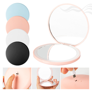 Biểu Tượng Tùy Chỉnh Xách Tay Nhỏ Gọn Du Lịch Gương HD 2X <span class=keywords><strong>Magnifying</strong></span> Gấp Có Thể Sạc Lại Vòng Thắp Sáng Nhỏ Gọn Pocket LED Trang Điểm Gương - Product Image 1