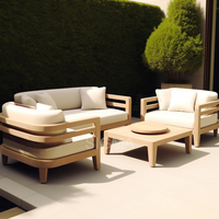 Ensembles de meubles de jardin SIGMA, meubles d'extérieur, ensemble de canapés en teck, chaise longue de patio, table, chaise, lit de soleil, canapé Villa Bali, bois naturel