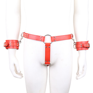 Bdsm <span class=keywords><strong>Bondage</strong></span> Flirten Sexy Mannelijke Kuisheid Handboeien Lederen Kuisheidsbroek Met Handboeien En Korsetten Voor Zowel Mannen Als Vrouwen - Product Image 6