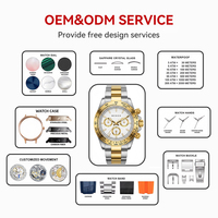 Montre automatique pour homme tendance, aiguilles lumineuses, acier inoxydable, chronographe de luxe, étanche, montres mécaniques pour homme
