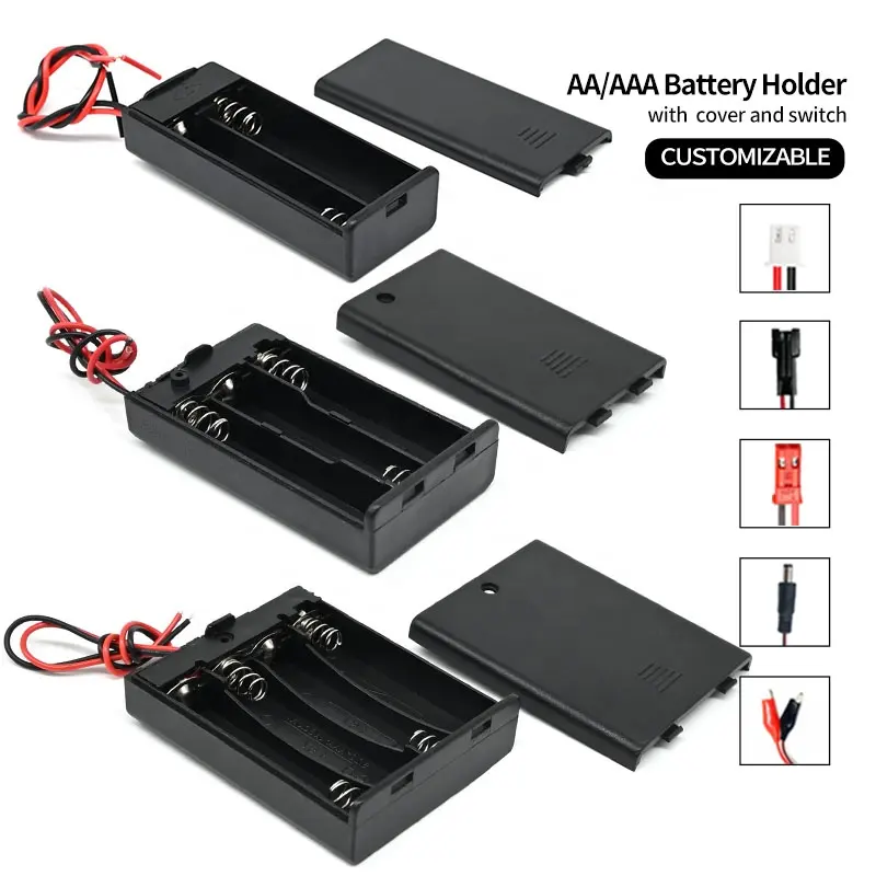 Factory direct sales AAA/AA battery holder with switch, battery box with cable can be customized