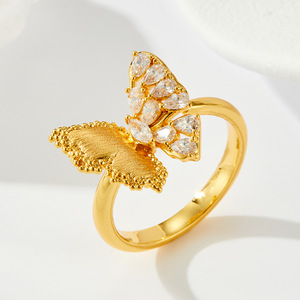 Butterfly Open <b>Ring</b> Gold Micro Pave Zircon Adjustable Index <b>Finger</b> Party Jewelry - Product Image 4